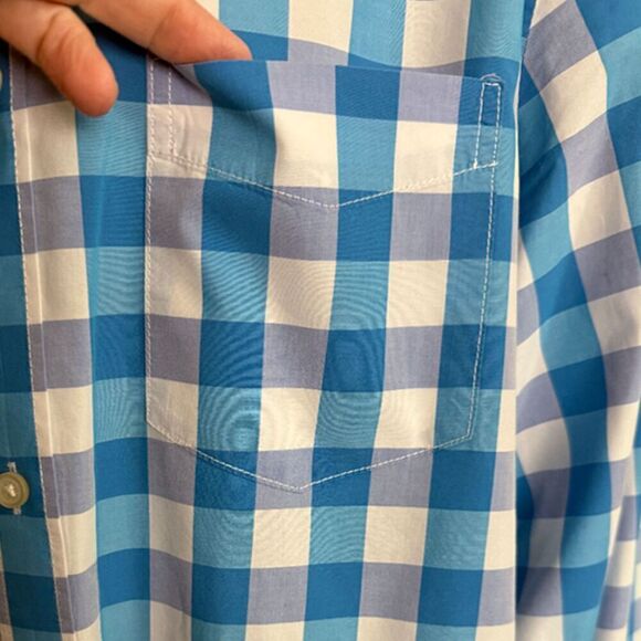 Gap Blue and White Plaid Long Sleeve Button-Down Shirt  Size L - Picture 5 of 8